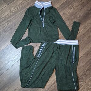 Free People Out From Under Green And Blue Jogger Set Small